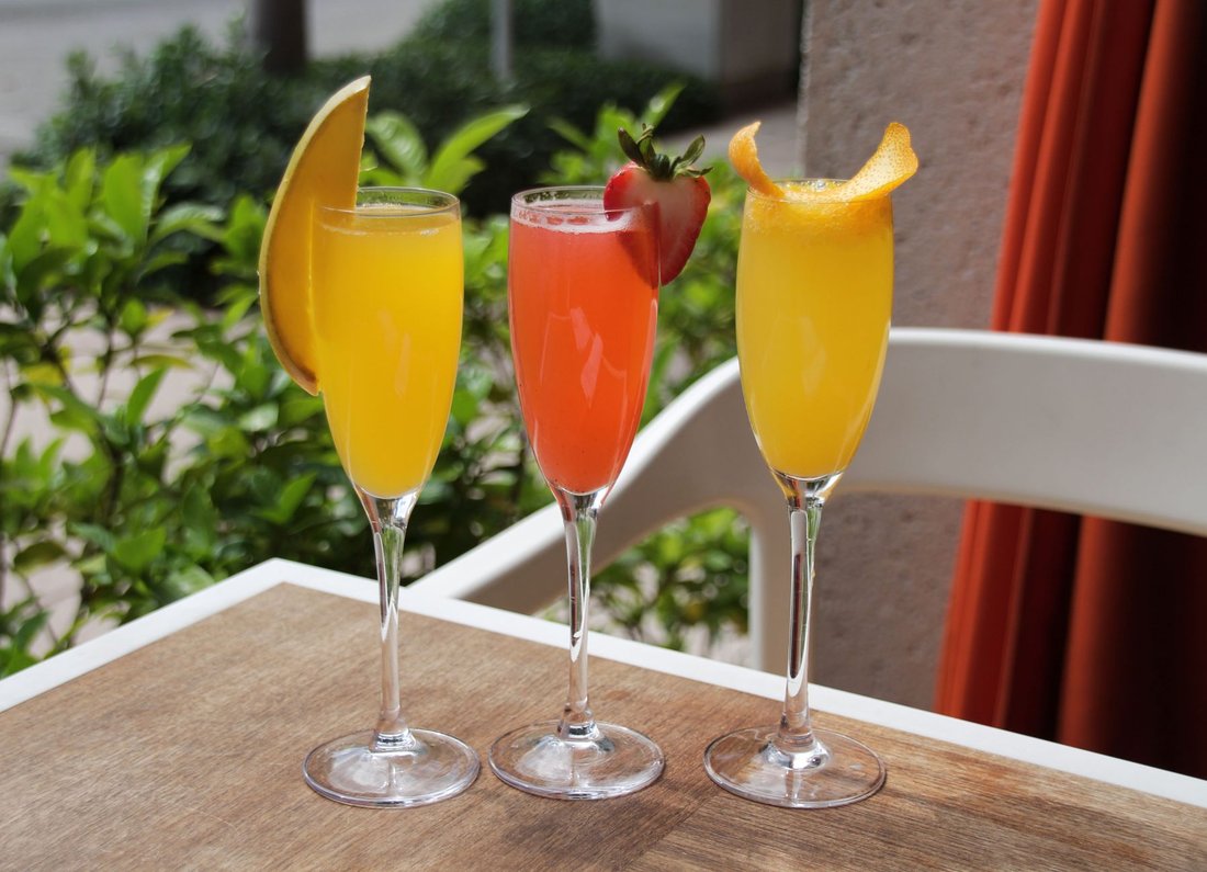 brunch cocktails on a patio