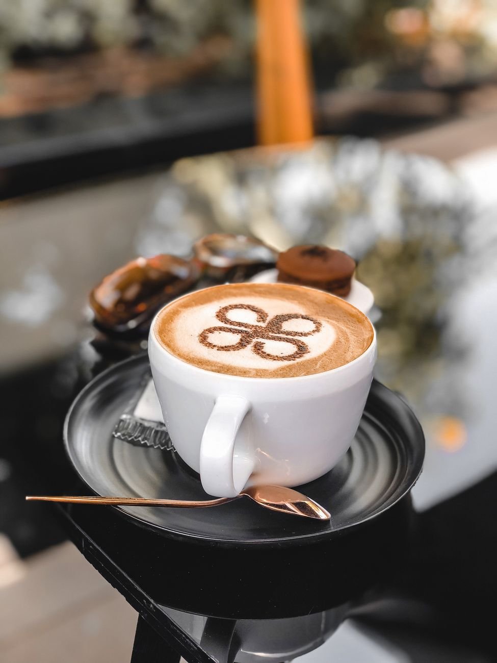 a latte on a cafe table