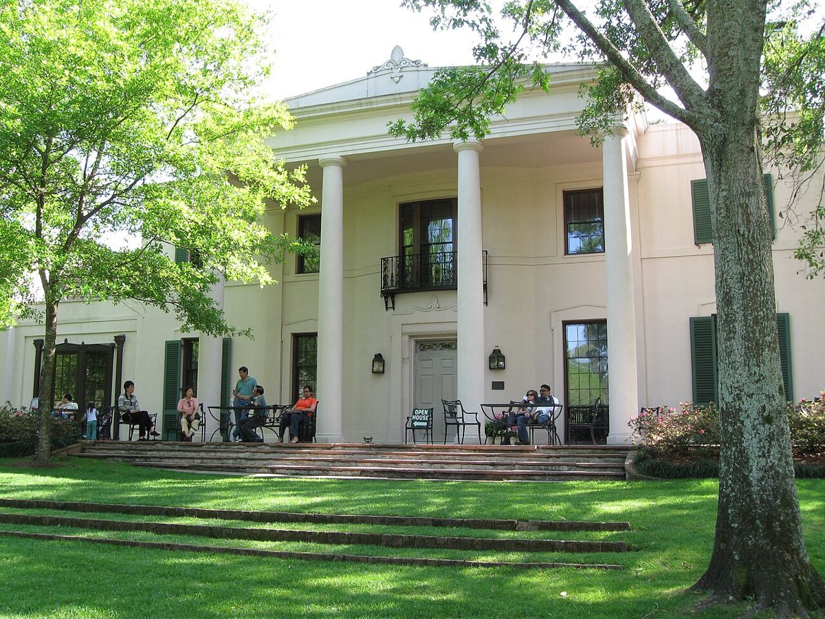 Bayou Bend azalea garden in bloom under live oaks